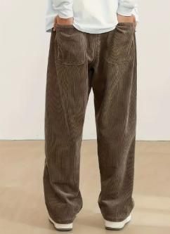 Men's Brown Loose Fit Corduroy Cargo Style Trouser